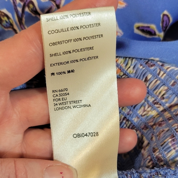 Free People (Women's Small) Santiago Floral Printed Long Sleeve Smocked Crop Top - Picture 8 of 8